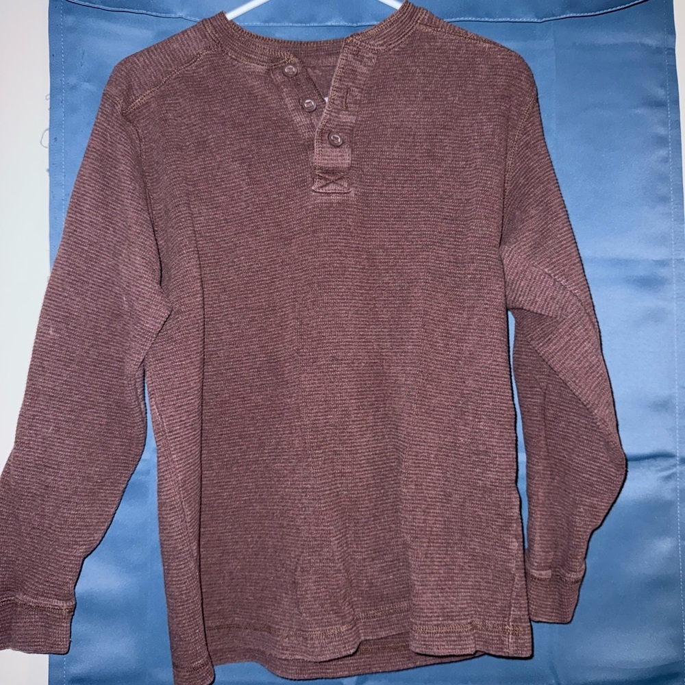 Brown Henley Long Sleeve Shirt